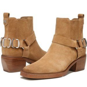 Sam Edelman Bellamie Boots Suede Harness Western Booties Camel Size 8 NEW
